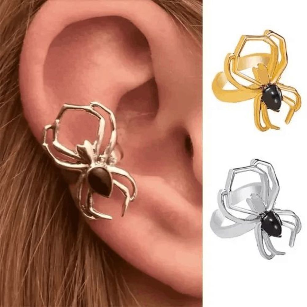Gothic Halloween Spider Diamond Gold Plated Ear Cuff